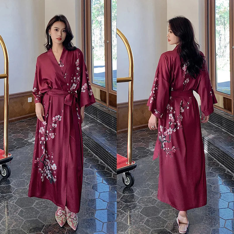 Summer Ice Silk Pajamas Bathrobes