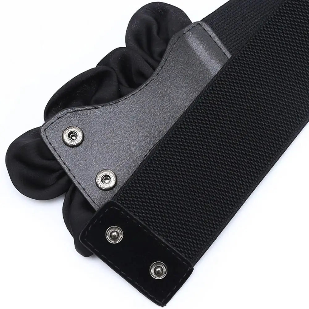 Women Fashion Floral Wide Elastic Belt Casual Trendy Waist Band Chic Ladies Dress Cummerbands Skirt Dress Coat Decor Accessories