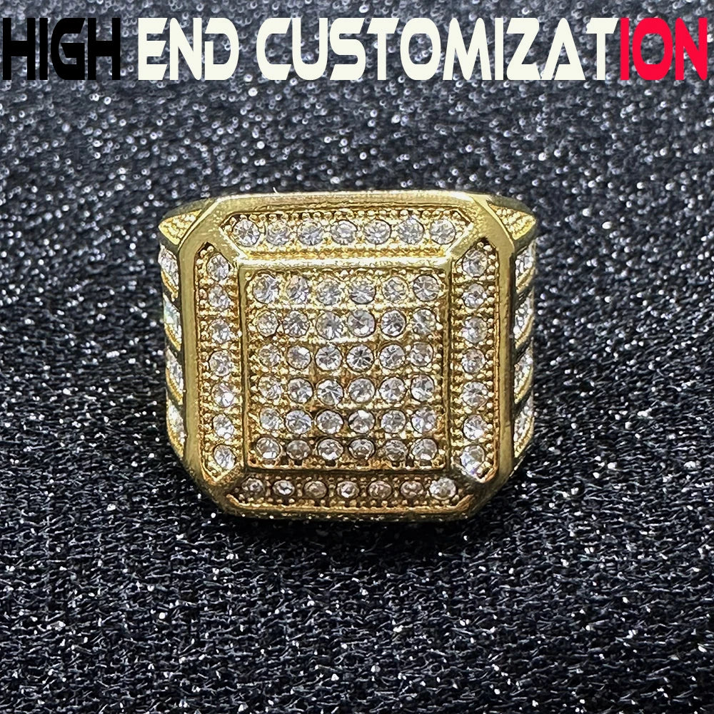 18K gold-plated ring, diamond inlay, luxurious customization