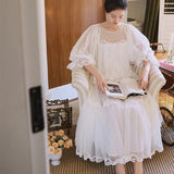 Princess White Vintage Round Neck Nightdress