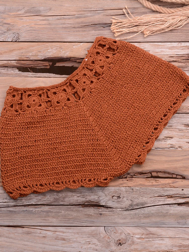 Crochet Bohemia Style Off Shoulder Bikini