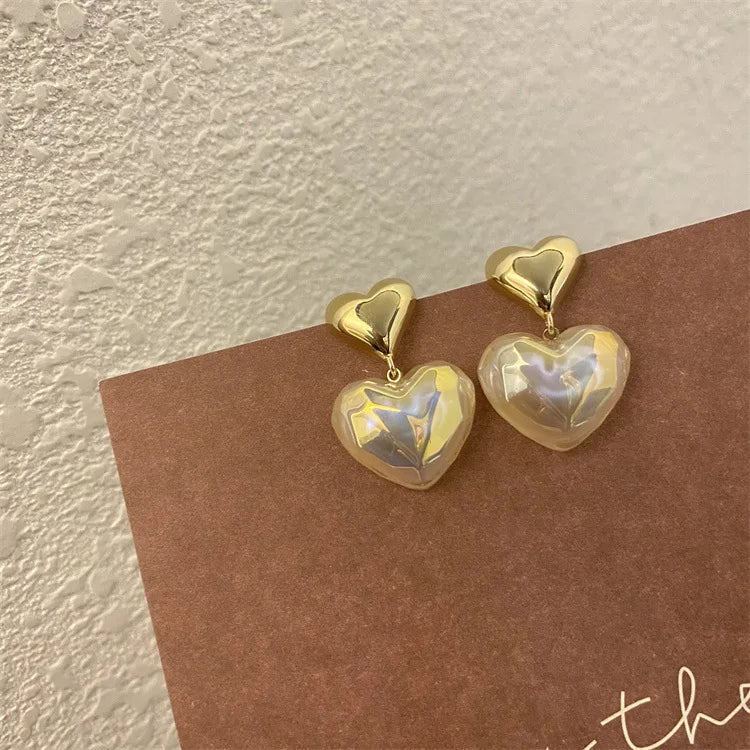 Gold Plated Pearl Heart Stud