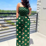 Casual Polka Dot Off Shoulder Jumpsuits