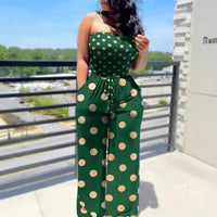 Casual Polka Dot Off Shoulder Jumpsuits