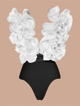 Women Ruffle Splice Bikini With Skirt