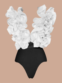 Women Ruffle Splice Bikini With Skirt