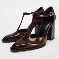 Women T-Straps Point Toe High Heels