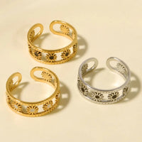 Elegant Ring Enamel Stainless Steel Rings For Women Men Accessories Flower Plant Jewelry Real Gold