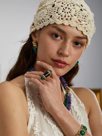 18K Gold-Plated Symmetrical Design Decorative Ring for Women