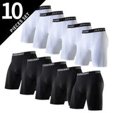 5/10 Piece Set Of Men's Solid Color Classic Long Underwear Quick Drying Youth Sports Comfortable Elastic Casual Boxer Shorts