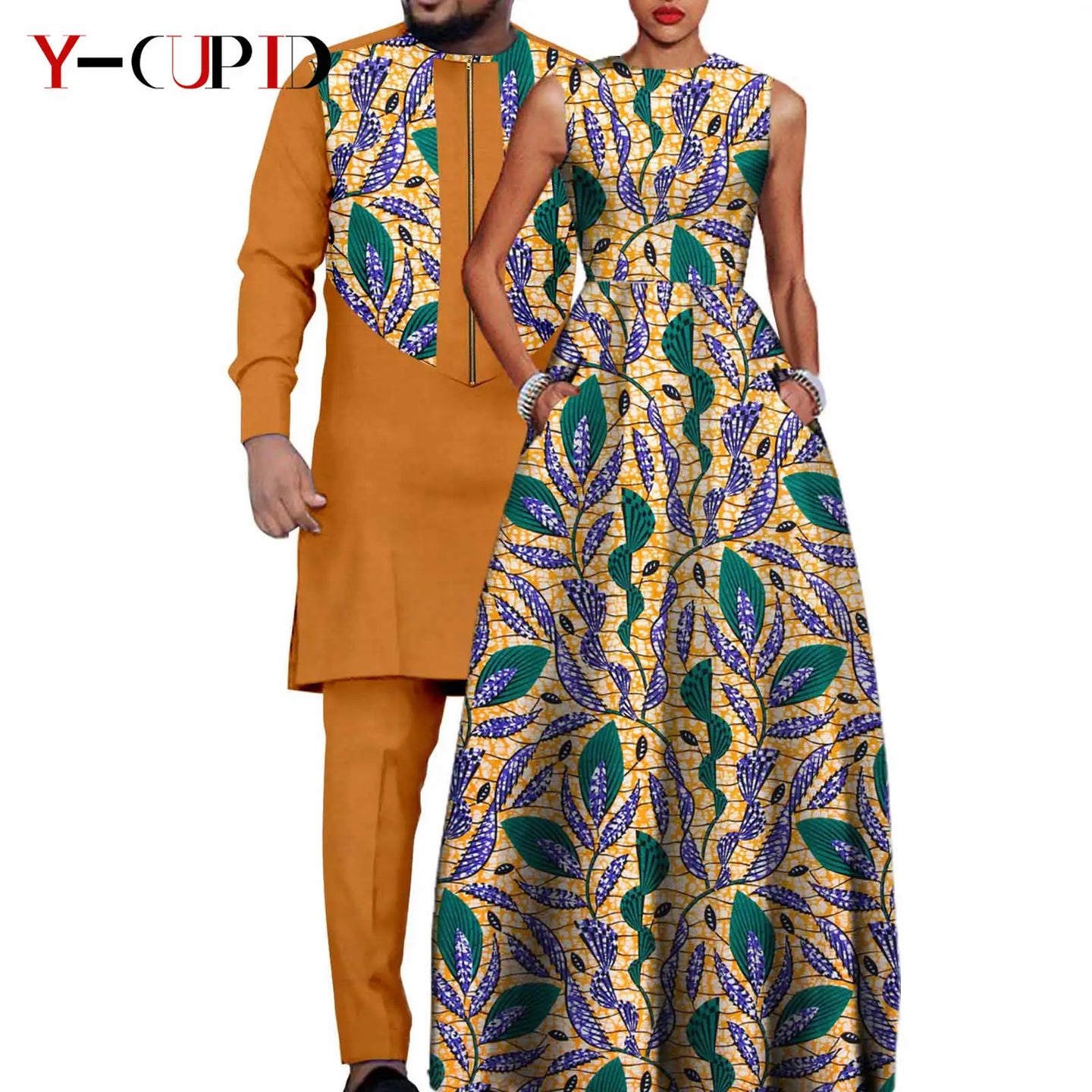 African Dresses for Matching Couple Outfits for Party Vestidos Y23C067