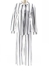 2 Piece B/W Stripe Women Matching Sets