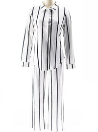 2 Piece B/W Stripe Women Matching Sets