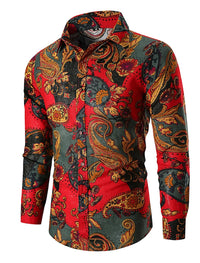 Long Sleeve 3D Printed Retro Ethnic Style Shirt