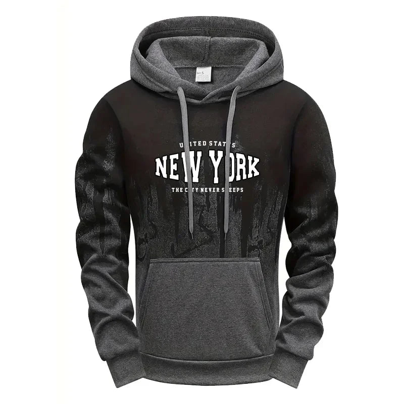 Autumn Winter Mens Tracksuit Casual Printing Splash-ink Hooded Sweatshirts Daily Sports Jogging Clothing Single Piece Tops Pants