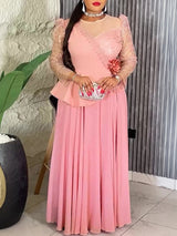 African Dresses For Women Long Sleeve Chiffon Maxi Robe 2025 Africa Clothing Dubai Turkey Kaftan Abayas Wedding Birthday Gowns