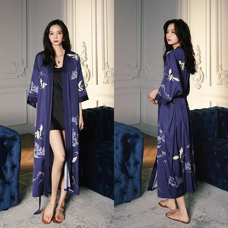 Summer Ice Silk Pajamas Bathrobes