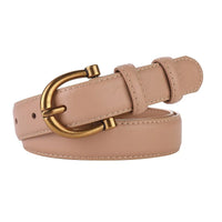 Fashion Women Belt Suede Genuine Leather Skinny Waistband Gold Buckle Wine Red Belts for Jeans Pants Casual