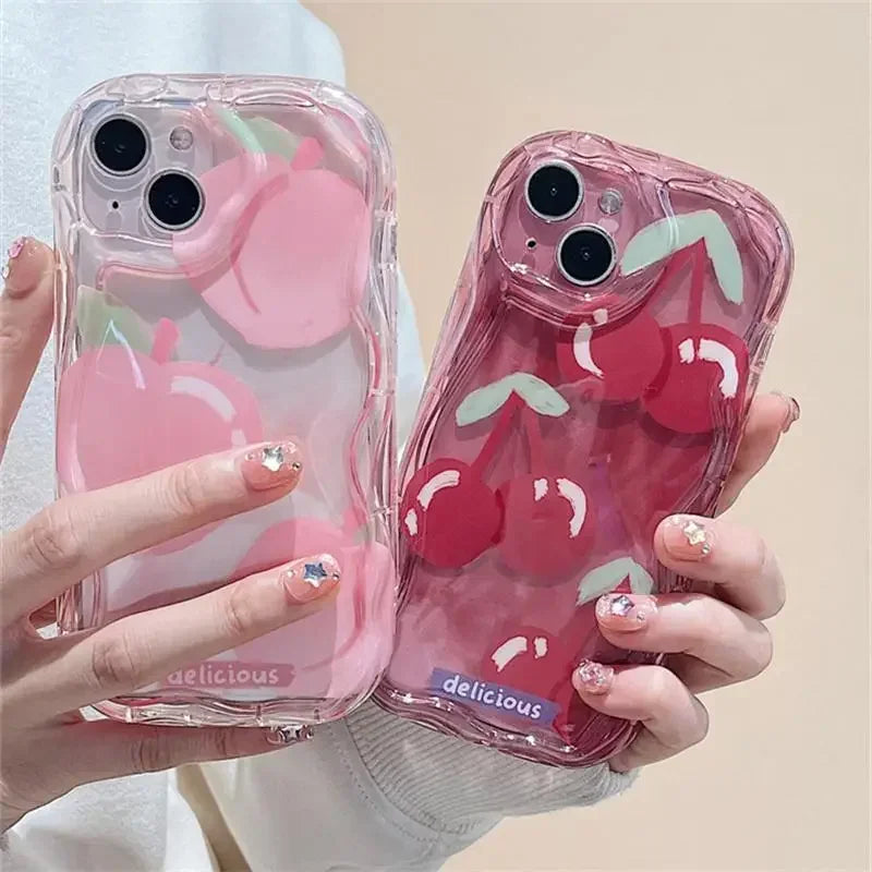 Pink Peach Cherry Clear Phone Case