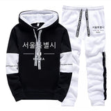 Mens Tracksuit Print Casual Sweatshirts Sportswear Outdoors Sports Jogging Mens Clothing Single Piece Hoodie Pants Korean Style