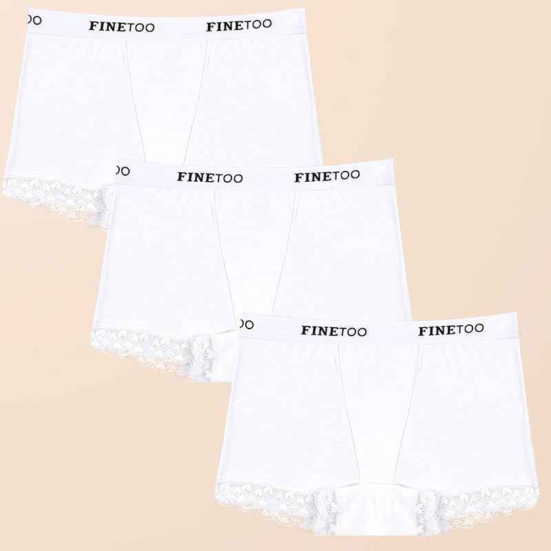 3Pcs Women's Lace Panties Cotton boxer briefs Seamless Sports Boxers Underwear Female Briefs Lingerie Intimate Underpant S-XXL