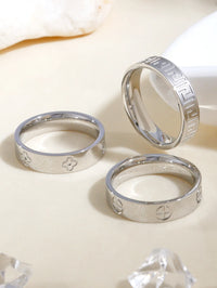 18K Gold, Great Wall Pattern, Four Leaf Flower, Cross Ring For Women