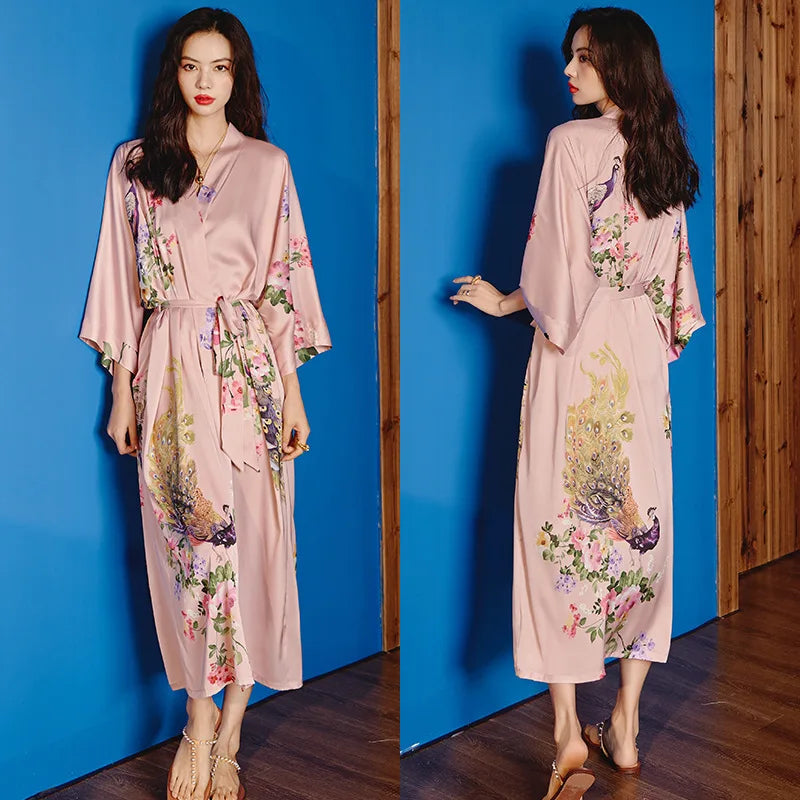 Summer Ice Silk Pajamas Bathrobes