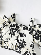 2 Pcs Floral One Shoulder Top+ Pant Set