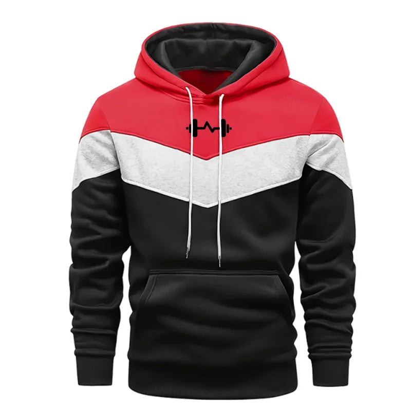 Fitness Mens Hoodies Printing Casual Tricolor Sweatshirts Outdoors Sports Jogging Mens Clothing High Quality Streetwear Tops Gym