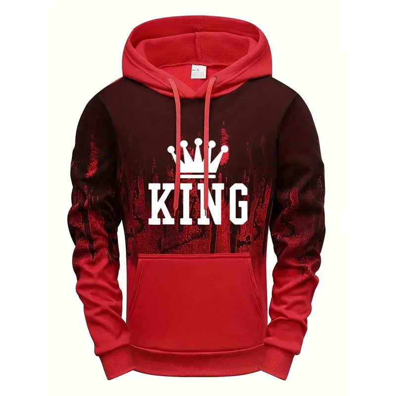King Printing Mens Tracksuit Splash-ink Hooded Sweatshirts Casual Sports Jogging Mens Clothing Fashion Single Piece Tops Pants