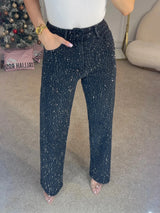 High Waist Straight Diamonds Pants