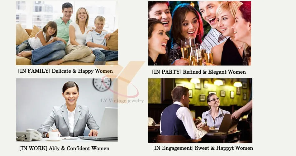 14K Rose Gold Inlaid Gemstone Rings For Women