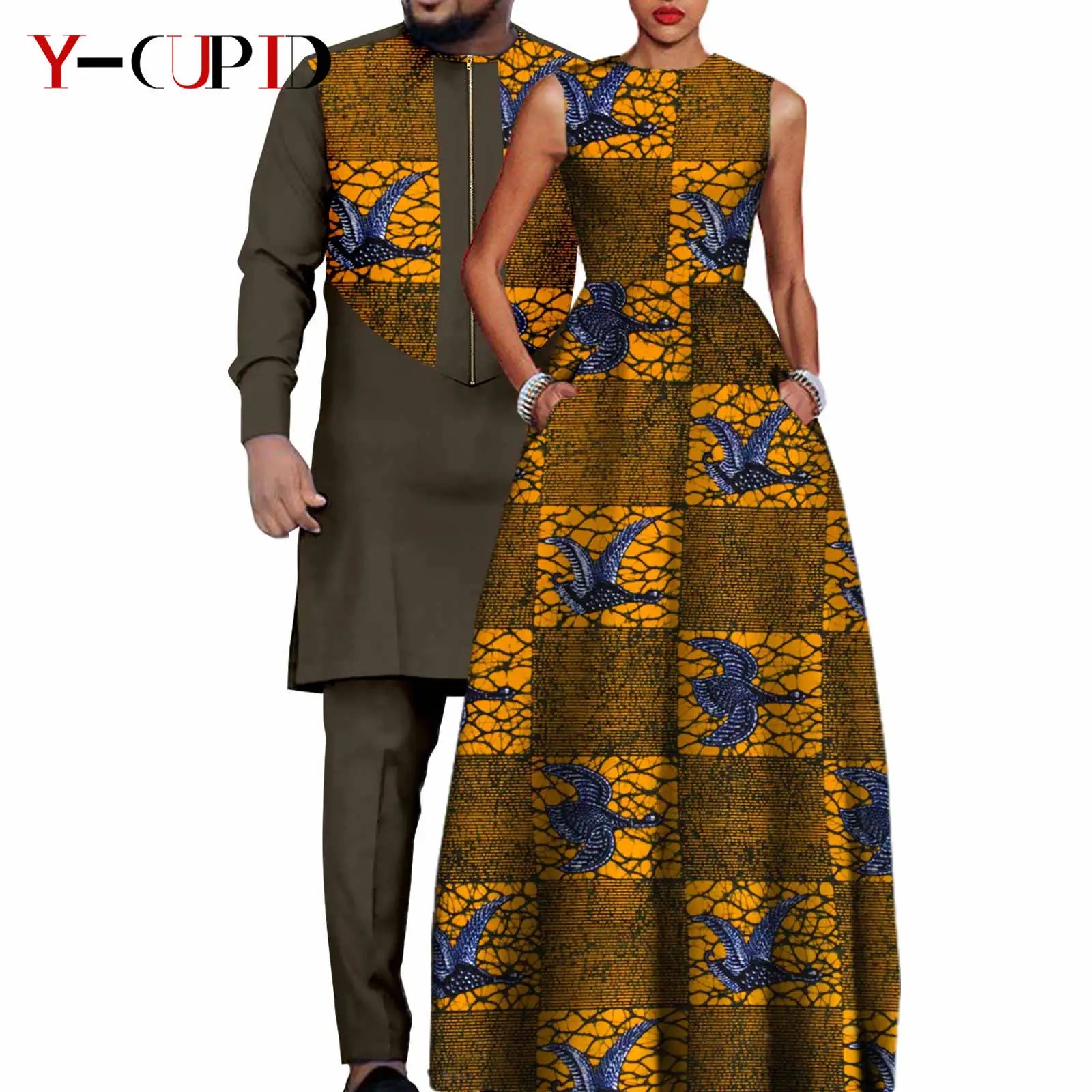 African Dresses for Matching Couple Outfits for Party Vestidos Y23C067