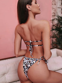 Female Sexy Pleated Mini Thong Bikini Set