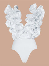 Women Ruffle Splice Bikini With Skirt