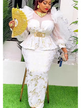 African  Fashion Plus Size Sequin Evening Party Long Dress