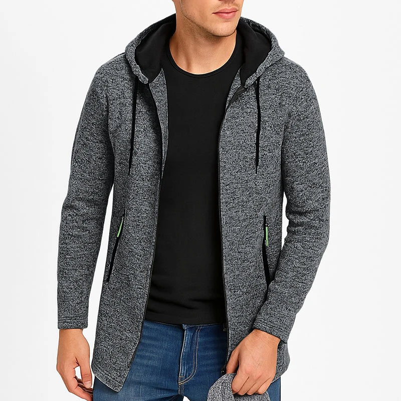 Men Zipper Long Sleeve Casual Hoodie