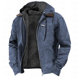 Men's Solid-Color Hooded Cotton Jacket