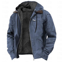 Men's Solid-Color Hooded Cotton Jacket