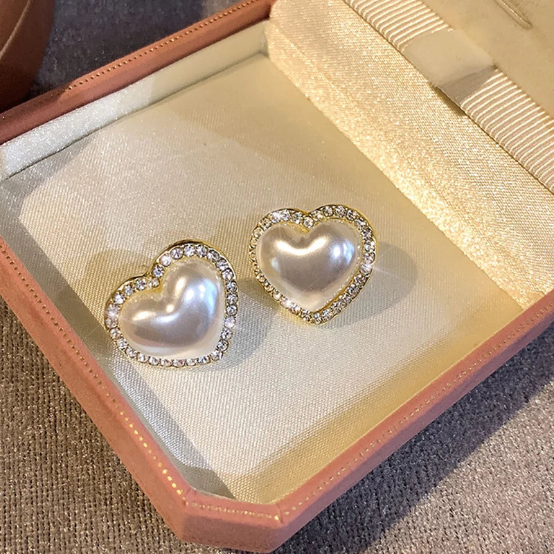 Gold Plated Pearl Heart Stud