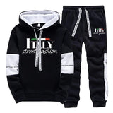 Mens Tracksuit Print Casual Sweatshirts Sweatpants 2 Pcs Set Autumn Winter Sportswear Suit Outdoors Sports Jogging Mens Clothing