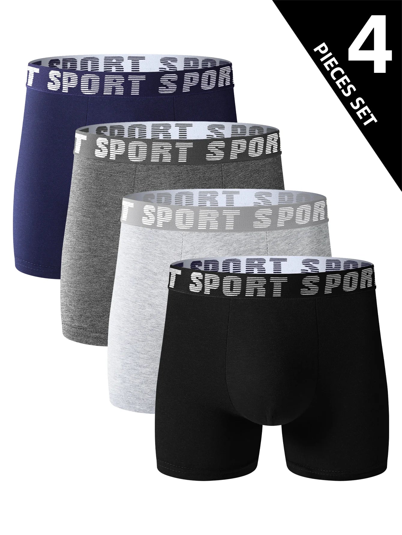 4 pieces of men's sports underwear, soft, breathable and comfortable sweatpants
