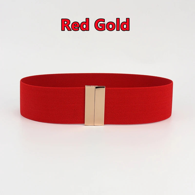 Fashion Women Elastic Band Wide Belts Simple Down Coat Waist Belt Female Buckle Black Strap Dress Decoration Accessories Ladies