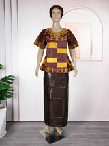 MD African Dresses For Women Embroidery 2PCS Tops Dresses Ankara Rich Robes Traditional Party Wedding Ramadan Church Clothes