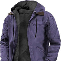 Men's Solid-Color Hooded Cotton Jacket