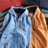 Cardigan Men's Casual Pure Color Zipper Hoodie