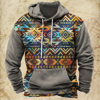 Men Hooded Vintage Print  Sweatshirt