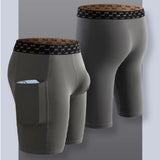 Mens Quick-drying Underpant Long Legs U Convex Pouch Boxers With Side Pockets Sports Breathable Running Wear Resistant Panties