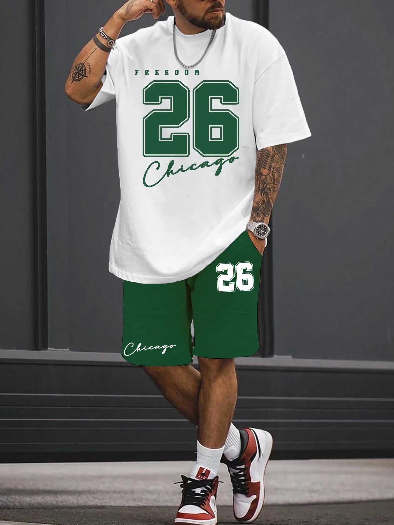 Summer Casual Outdoor Print Round Neck Set