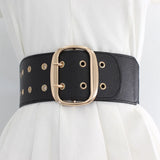 Women Wide Elastic Dress Belt Stretch Waist Belt Vintage Fashion Casual Cinch Belt Buckle Retro PU Leather Punk Waistband пояс